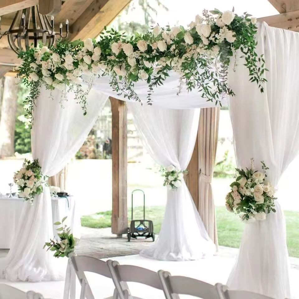 Wedding Arch Draping Fabric Gauze Tulle Curtain Romantic Wedding Ceremony Stage Decor Birthday Party Background Table Runner