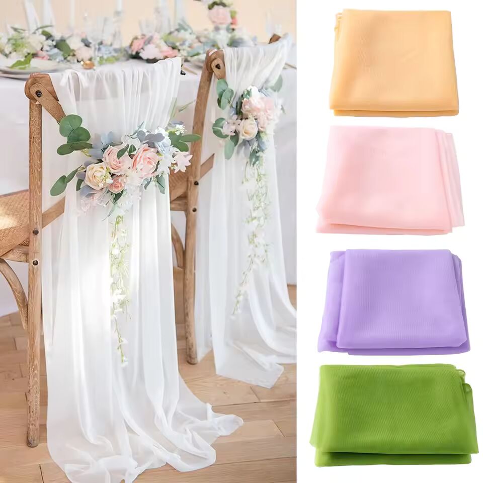 Wedding Arch Draping Fabric Gauze Tulle Curtain Romantic Wedding Ceremony Stage Decor Birthday Party Background Table Runner